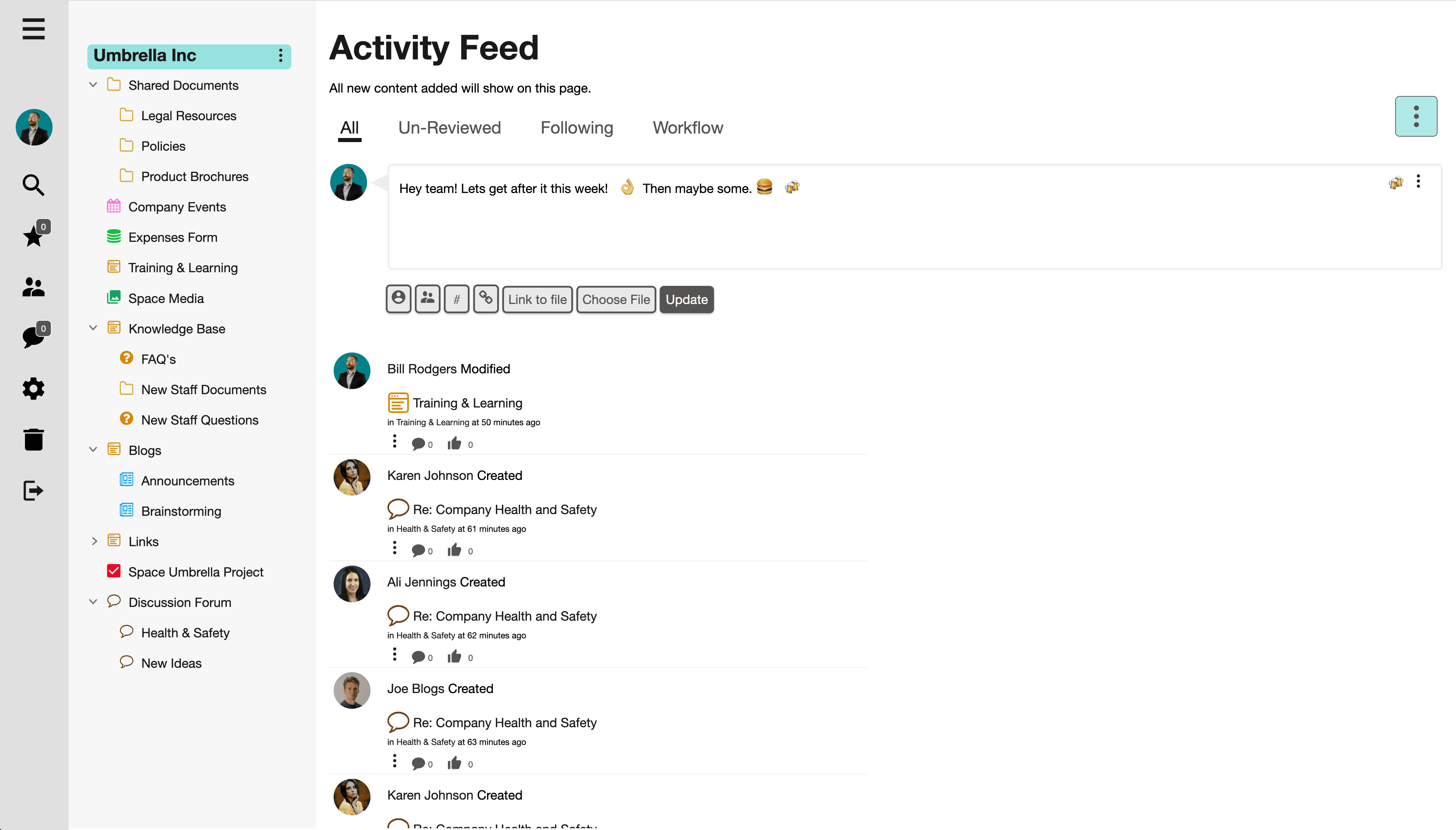 Intranet Example Activity Feed